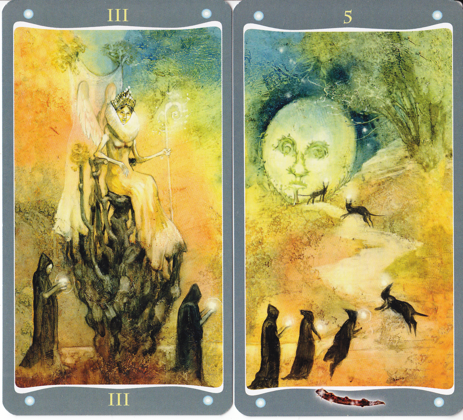 Rowan Tarot Fairy Lights Pairs Empress and 5 of Wands