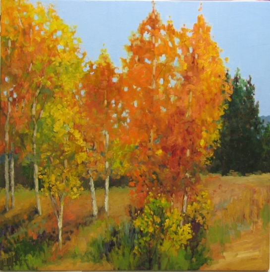 Barbara Churchley Fine Art Original Aspen Tree Colorado Landscape Oil