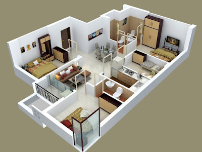 Denah rumah minimalis 3D