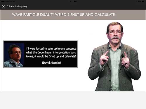 Alain Aspect's Quantum Optics class discussed wave-particle duality (Source: www.coursera.org)