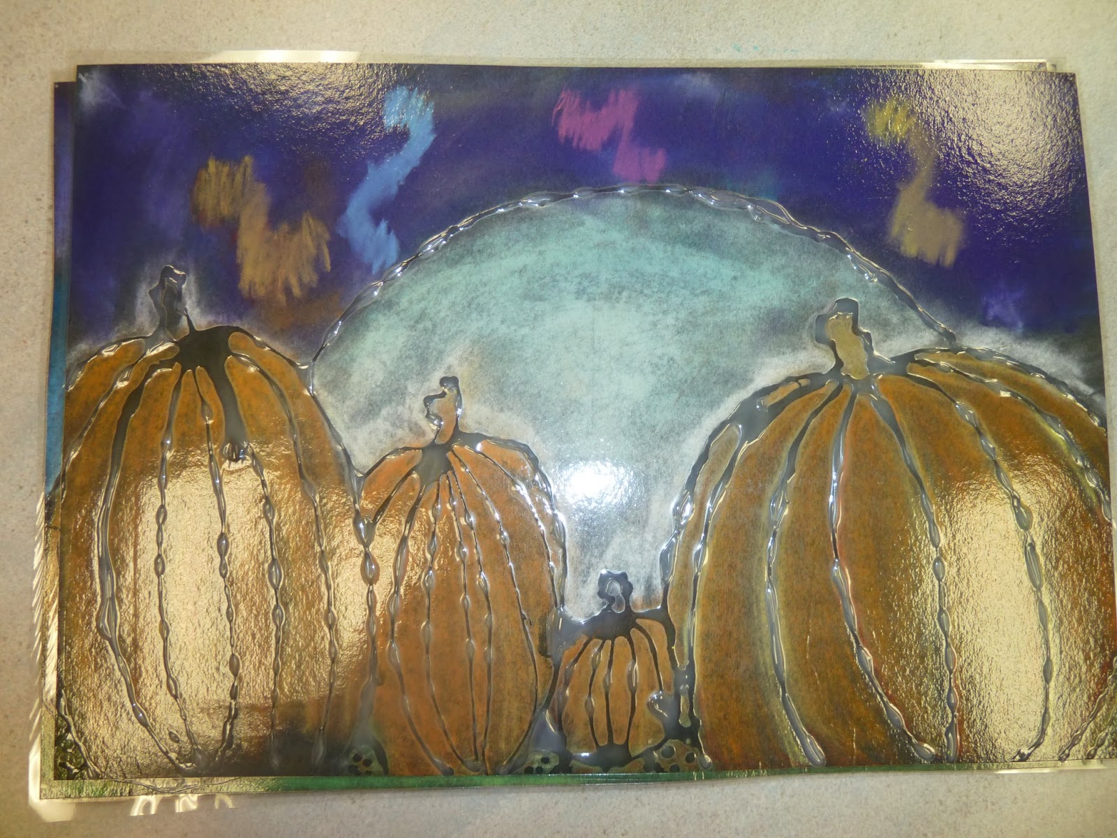 Art Attack Glue Line Chalk Pastel Pumpkins