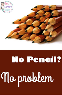 An inexpensive, no sharpener needed option for students who do not come to class prepared with a writing utensil is handing out golf pencils.
