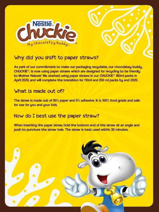 Nestle Chuckie paper straw shift FAQs
