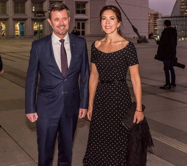 Crown Princess Mary wore a new polka dot dress by Black Halo. Crown Princess Mary wore LK Bennett pumps