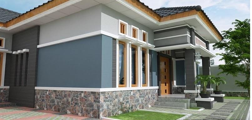 63 Teras Rumah Minimalis Batu Alam Yang Tampak Natural dan Asri