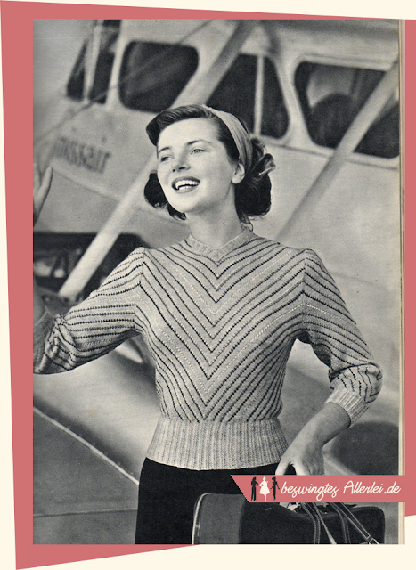 The Vintage Pattern Files: Free 1950s Knitting Pattern - Damenpullover mit Streifenmuster