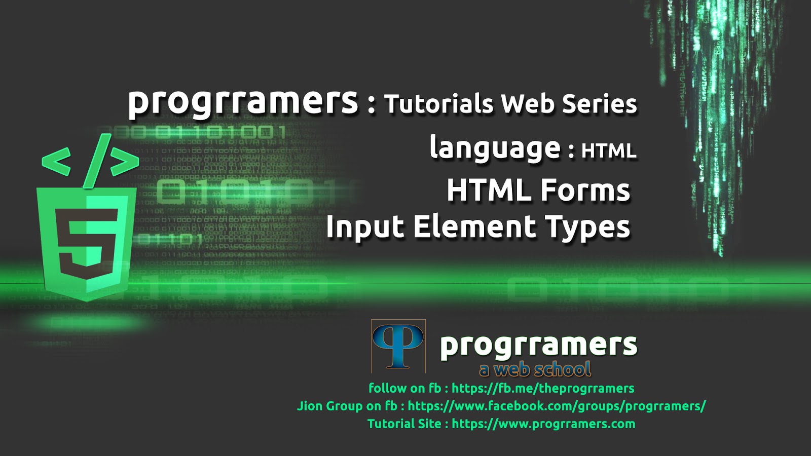 HTML5 Tutorial HTML Input Element Types progrramers