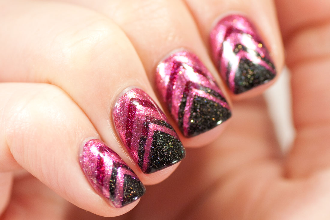 1. Pink and White Chevron Nail Design - wide 6