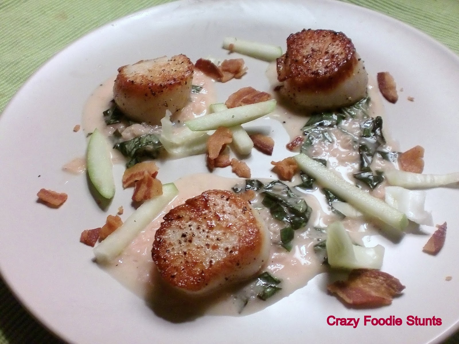 Crazy Foodie Stunts Pan Seared Scallops with LemonBasil Beurre Blanc