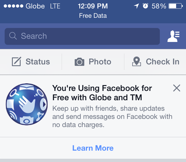 Globe Free Facebook offer