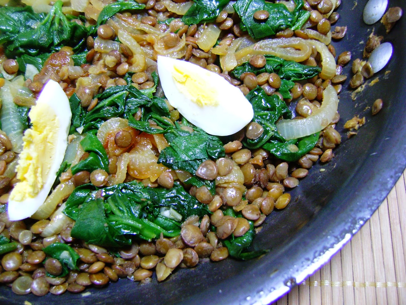 Green Lentils, Spinach and A Hard Boiled Egg mysavoryspoon