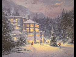 kinkade thomas christmas paintings winter scenes ahwahnee merry desktop backgrounds painting victorian wallpapers kincaid village fanpop ocean church owings houses