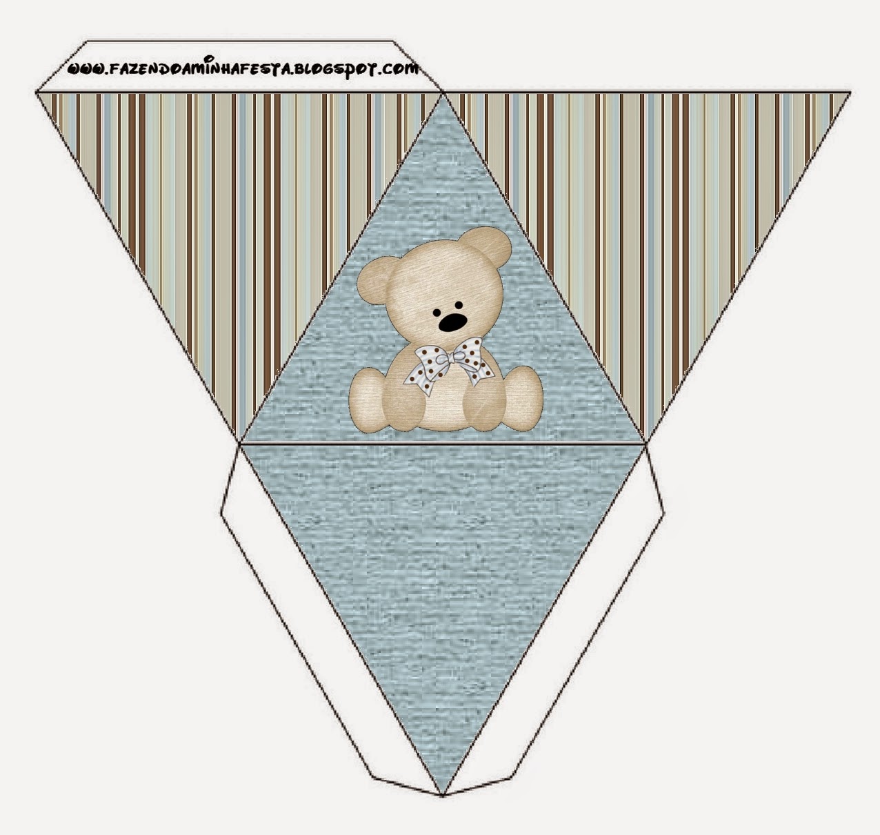 Teddy Bear Family, Free Printable Pyramid Box.