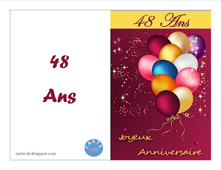 Carte gratuite à imprimer: Carte anniversaire 48 ans à imprimer Carte gratuite à imprimer: Carte anniversaire 48 ans à imprimer