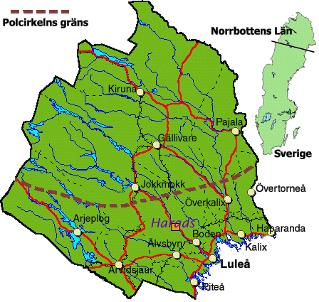 Karta över Norrbotten Län | Karta över Sverige, Geografisk, Fysisk