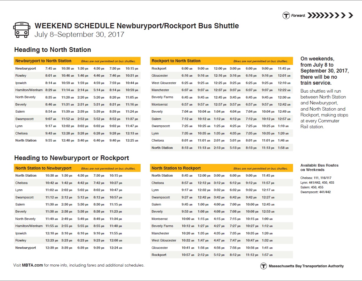 Tarr Talk Newburyport/Rockport Commuter Rail Schedule