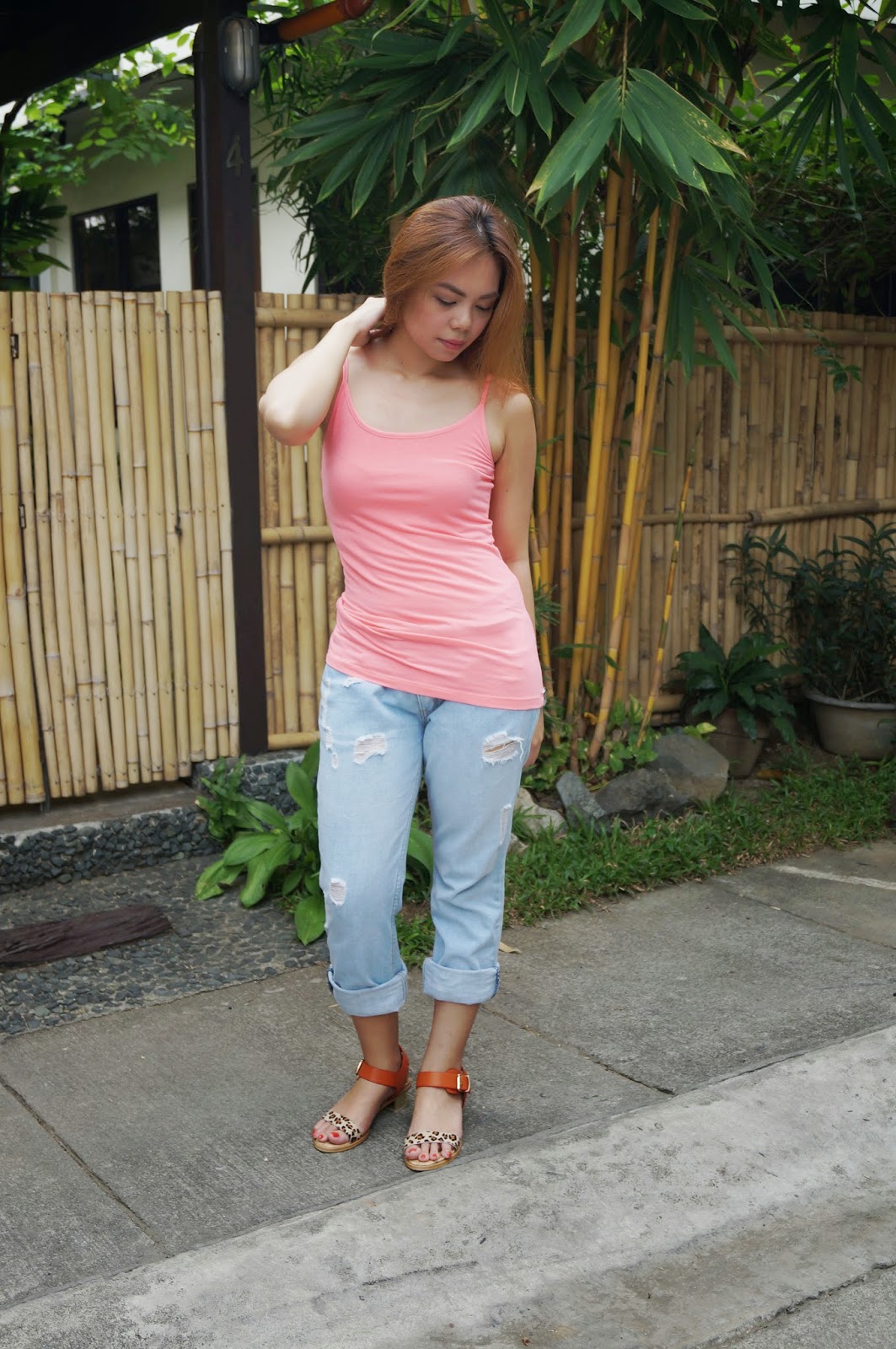 Denise Yalung: Boyfriend Jeans + Leopard Sandals