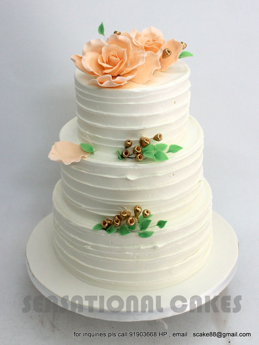 The Sensational Cakes PEACH WEDDING CAKE SINGAPORE CREAM WEDDING CAKE