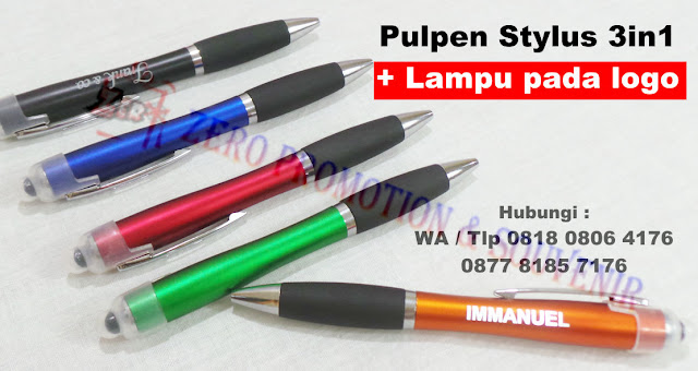 Pulpen Plastik Stylus 3-in-1, Pulpen Promosi 3 in 1 ada stylus, Pulpen Plastik Stylus 3-in-1 Lima Warna, Pulpen LED, Souvenir Ballpoint Perusahaan Pulpen / Pena Promosi 3 in 1