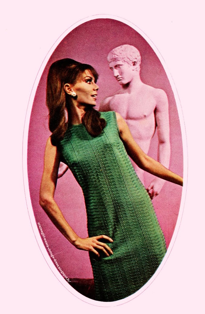 Pierany dress green knit dress 1967 60s 1960
