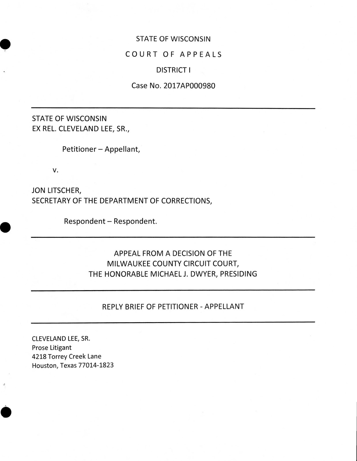 How To Get Away With WhiteCollar Crime REPLY BRIEF TO RESPONDENT'S BRIEF