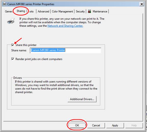Cara sharing printer