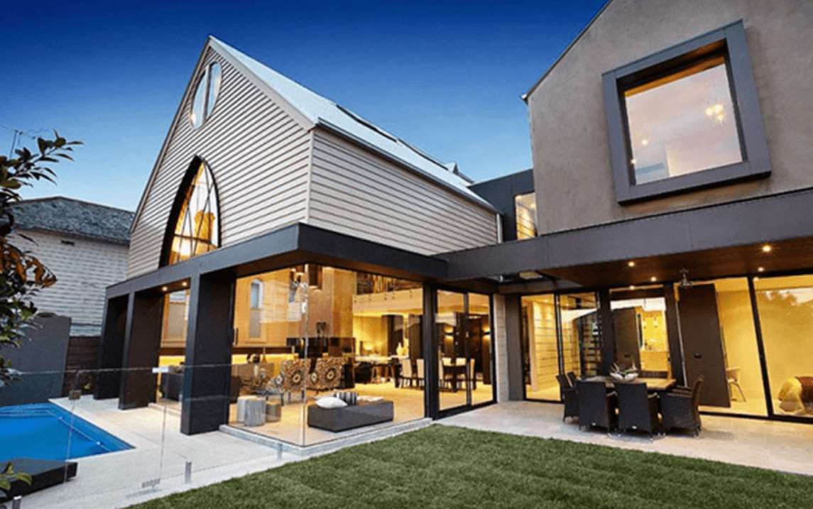 Ide Desain Rumah Kontemporer 1 Lantai Modern Terbaru dengan Taman Rumput Hijau