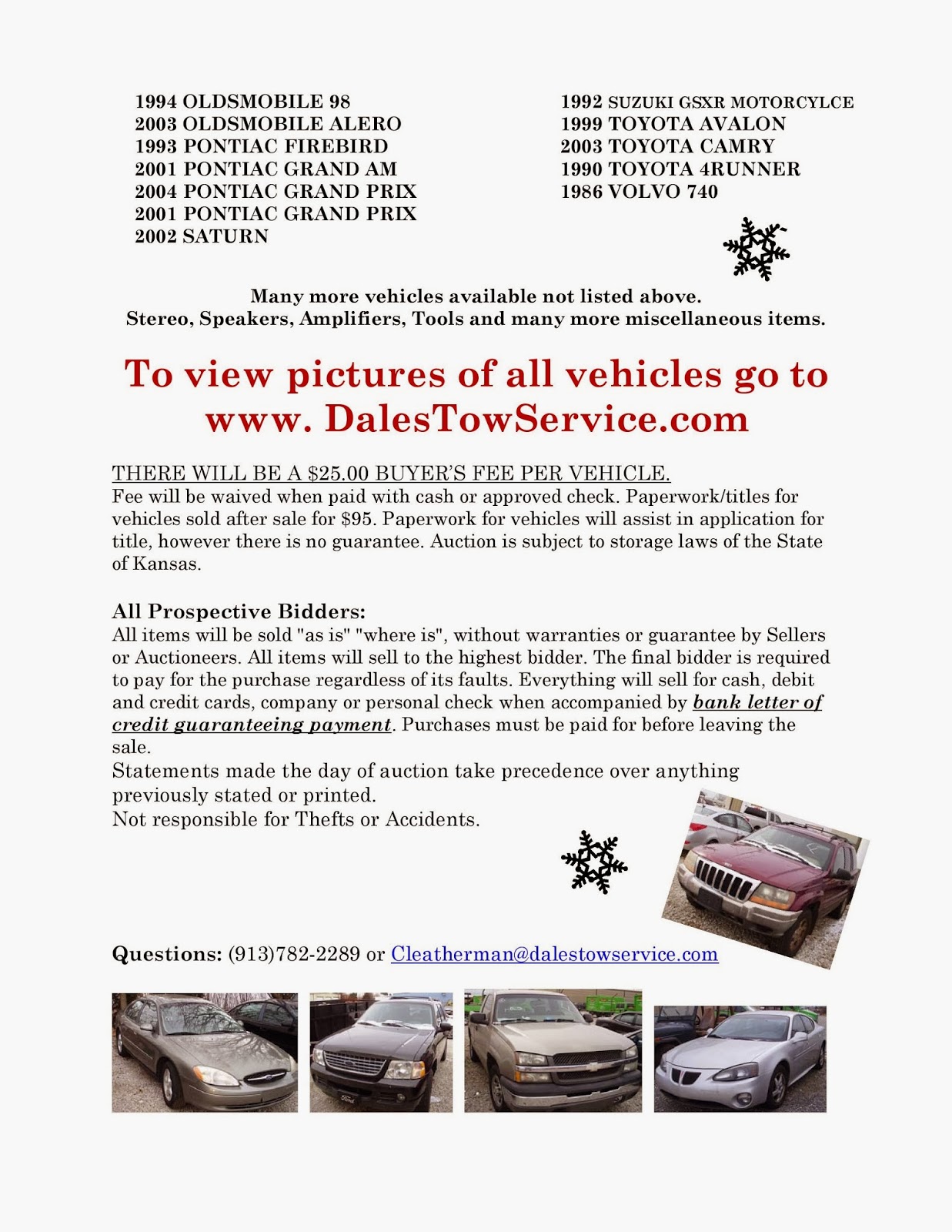 Dale's Tow Service Johnson County Towing December 2013