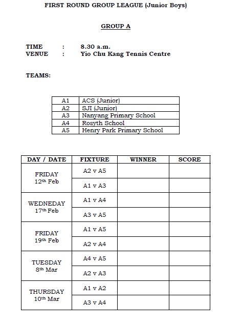 NYPS TENNIS CCA: Attention:Tennis Championship Schedule