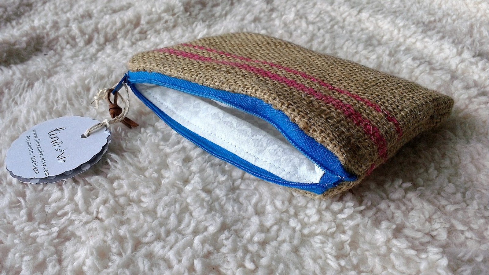 Handmade coffee sack burlap zipper pouch etsy michigan www