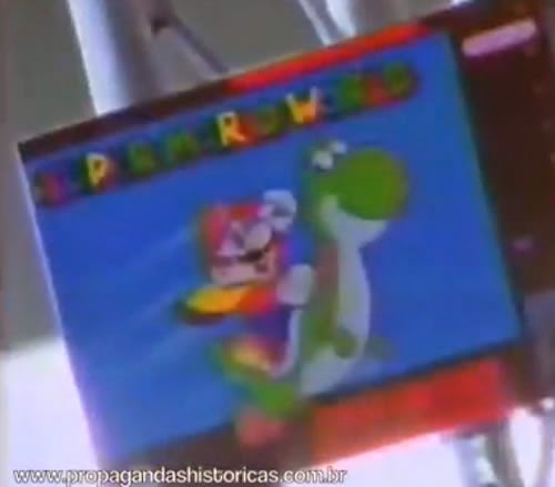 Propaganda do Super Nintendo em 1991, com destaque ao Super Mário.
