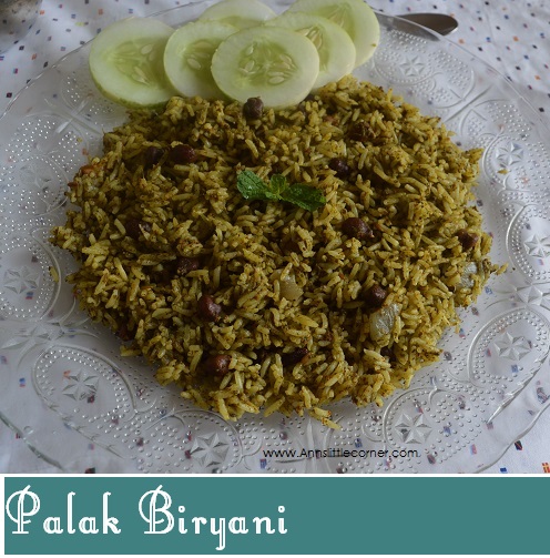 Palak Biryani, Spinach Biryani, Spinach ChickPea Biryani Palak Biryani, Spinach Biryani, Spinach ChickPea Biryani