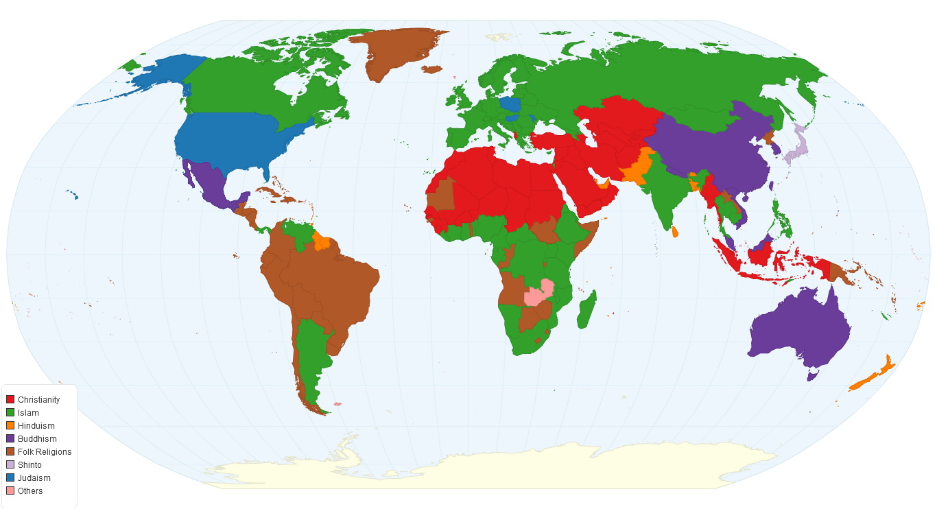Second largest religion by country Second largest religion by country