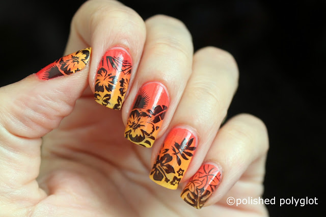 Nail art │ Sunset floral nail design [26GNAI] / Polished Polyglot