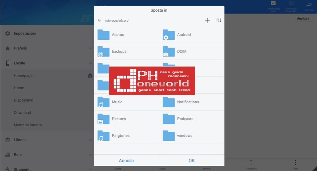 Come usare ES Gestore file per muovere foto, video e file sulla scheda SD con Android