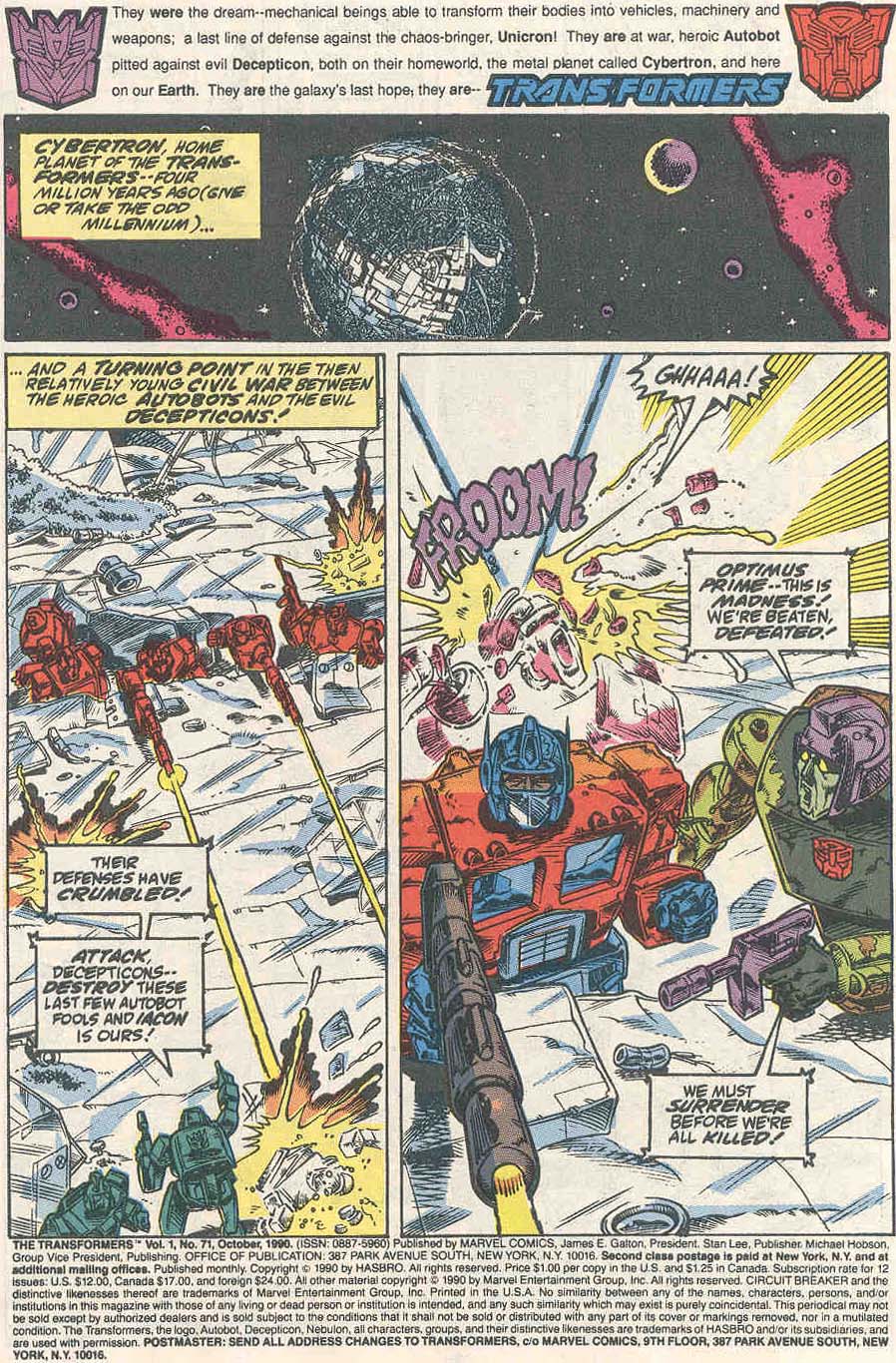 Read online The Transformers (1984) comic -  Issue #71 - 2