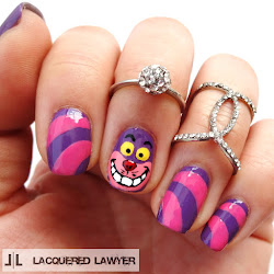 nail cat cheshire disney nails designs cute simba alice ftw wonderland halloween lawyer mad gato cartoon lacqueredlawyer lacquered purple beauty