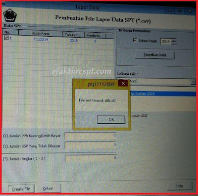 eSPT Tahunan PPh Badan error File not found: zlib.dll