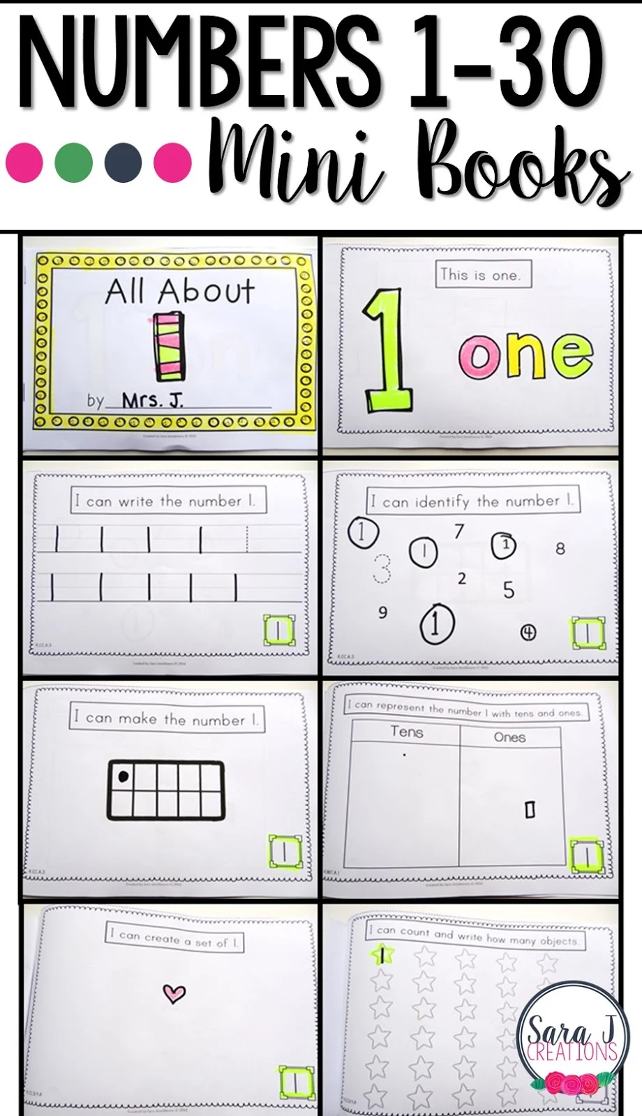 Number books are a great way to practice writing, identifying, counting, drawing, using tens frames and tens and ones to represent numbers 1-30.