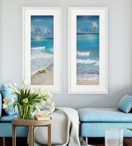 30 x 30 CM Artscope 4 Pieces Wall Art Canvas Prints Beach Shells and Sea Picture Painting Modern Wall Artwork Framed for Bathroom Home Office Decor 