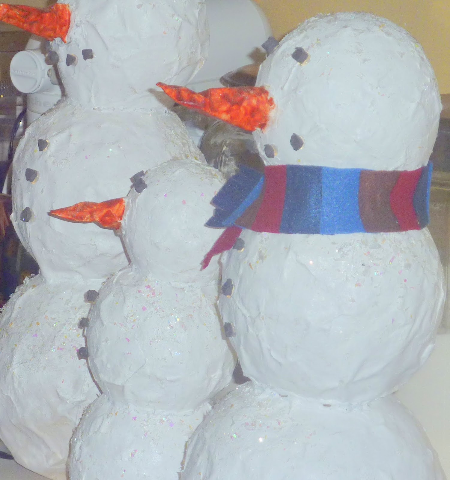Paper Mache Snowman Family Craft "Making Montessori Ours"