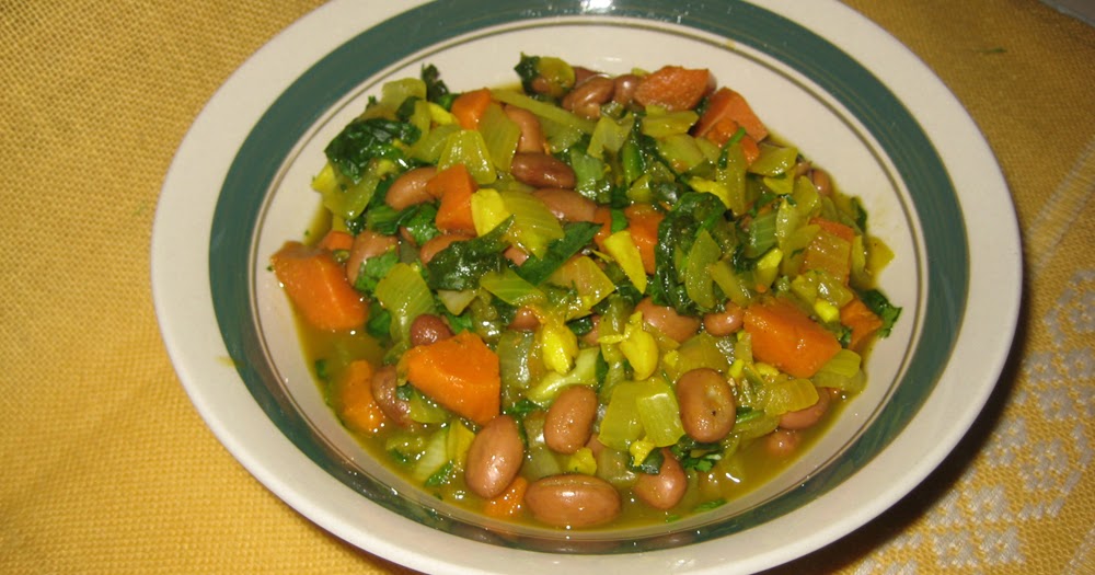 Rustic Fare Spinach, sweet potato and pinto beans sauté