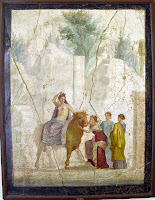 Fresco de Europa y el toro. Pompeya - siglo I a. C.  Fresco. Museo Archeologico Nacional de Nápoles