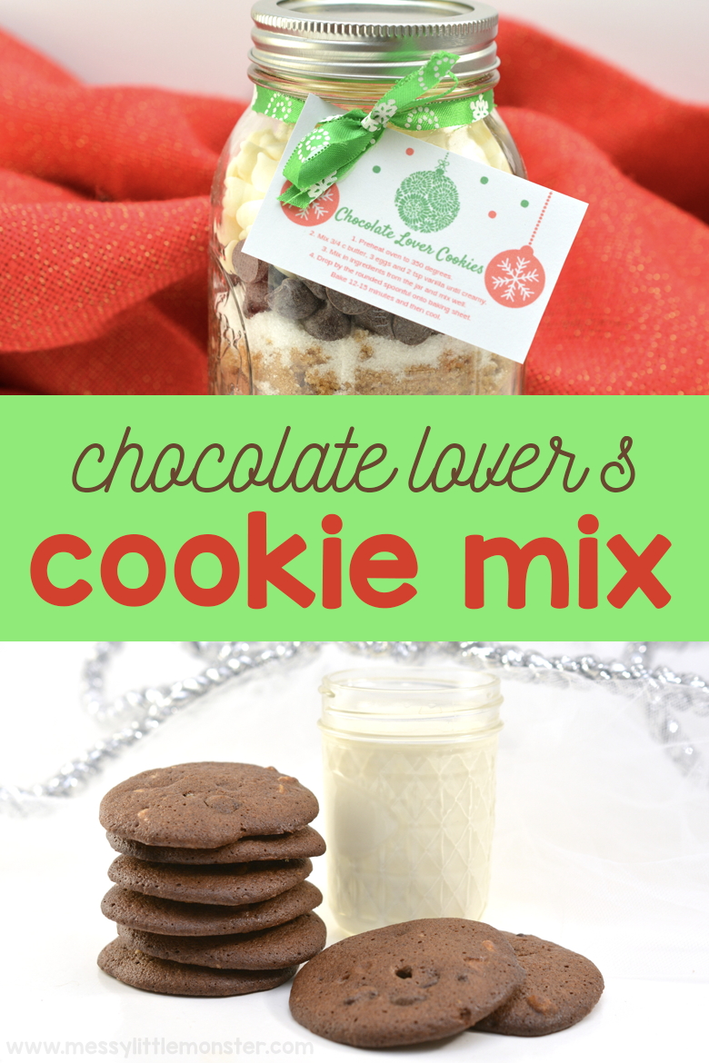 Mason jar gifts. Make a cookie mix in a jar as an easy handmade gift idea. This Christmas cookie jar will be loved by all!
