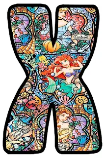 Abecedario con Vitral de las Princesas Disney. Disney Princess in Stained Glass Alphabet.