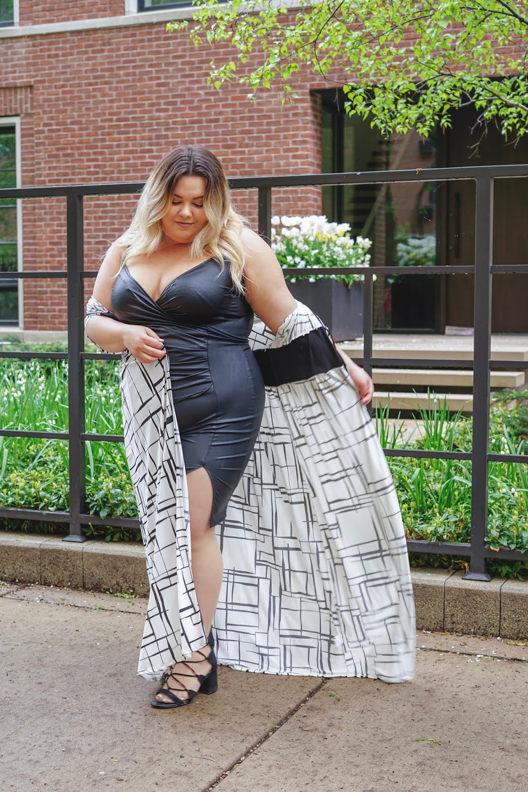 natalie Craig, natalie in the city, plus size fashion, Chicago fashion, plus size fashion blogger, eff your beauty standards, fatshion, skorch magazine, Chicago model, plus size model, plus size petite, affordable plus size clothing, embrace your curves, plus model magazine, petite plus size, fashion nova curve, fashion nova, leather dress, rouched, ruched, slit dress, form fitting dress, affordable pus size dresses