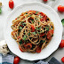BLACK PEPPER & PARMESAN SPAGHETTI WITH GARLIC ROASTED TOMATOES #vegetarian #pasta