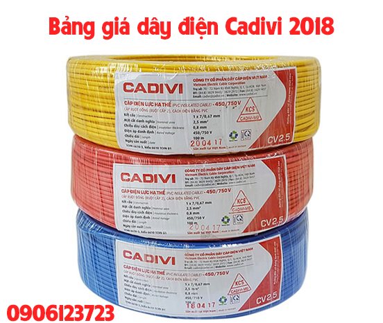 Bảng giá dây điện Cadivi các loại chiết khấu 2018 - 2019 mới nhất