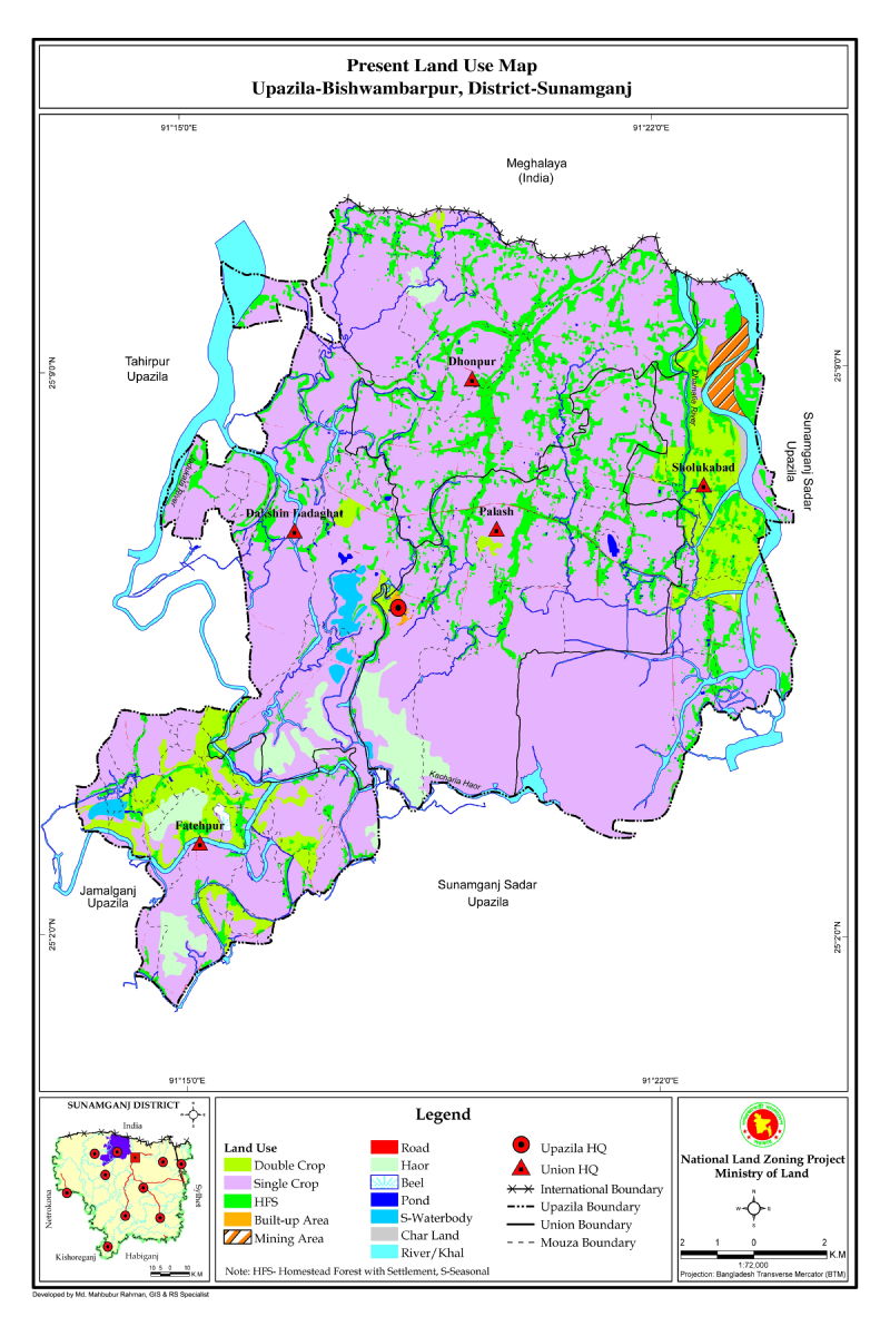 Bishwamvarpur Upazila Mouza Map Sunamganj District Bangladesh