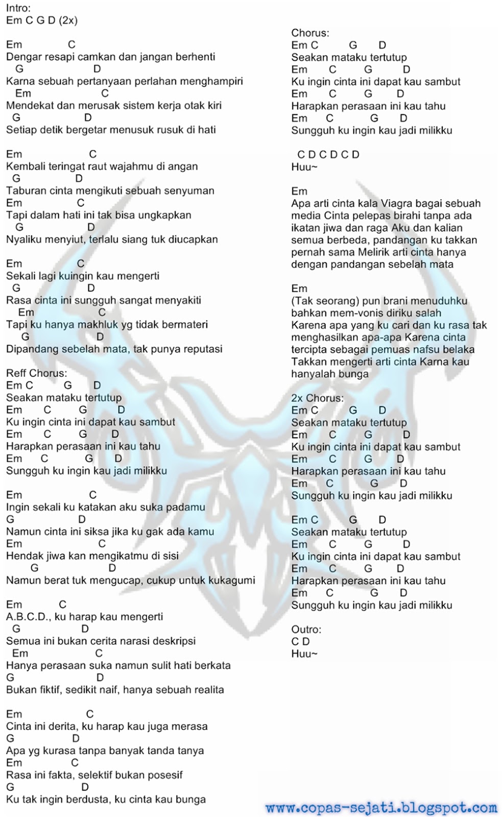 Aplikasi Game Kunci Gitar Chord Lirik Lagu Bondan Prakoso F2b Bunga